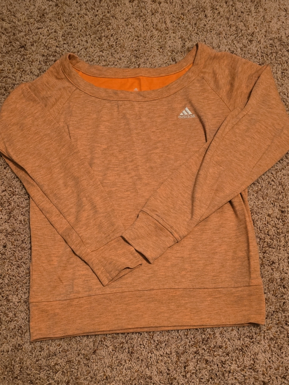 adidas Women's Heathered Orange Scoop-Neck Pullover